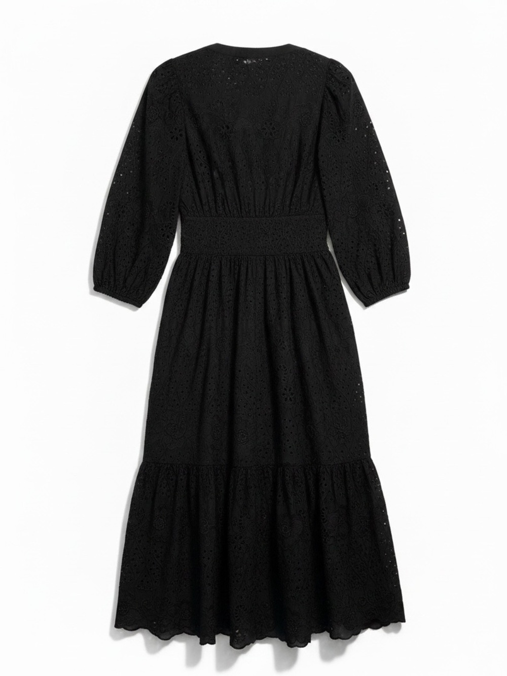 Shoshanna Sicily Eyelet Embroidered Dress Women 10 Black NWT Tiered Midi - Picture 3 of 8